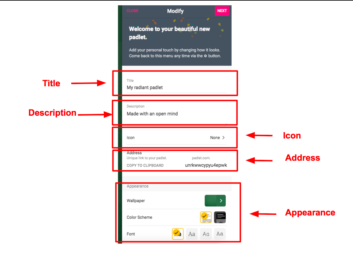 Customizing Padlet